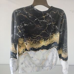 Marble Print Long Sleeve Shirt Unisex Men's Small or Women's Medium Lightning ⚡